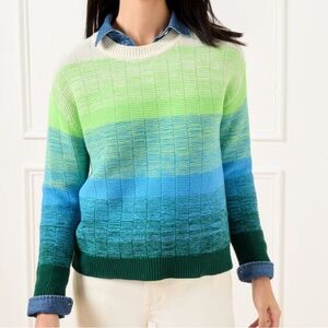 Talbots Combed Cotton Ombré Crewneck Sweater Sz P